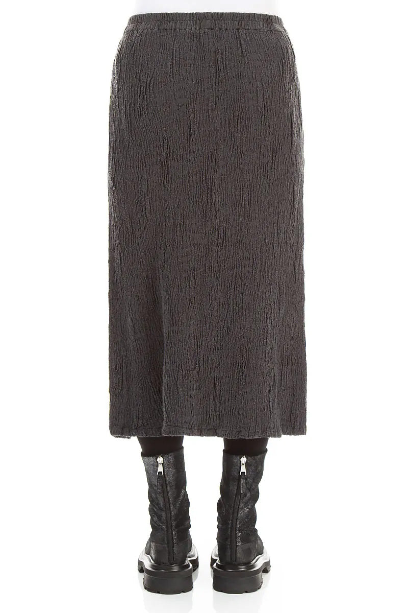 Charcoal Textured Silk Linen Pencil Skirt 2