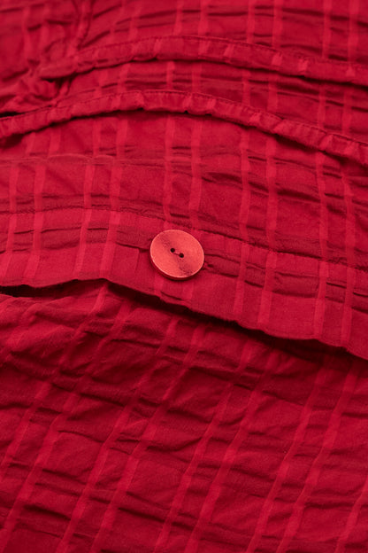 Cherry Red Checkered Linen Cotton Jacket 5