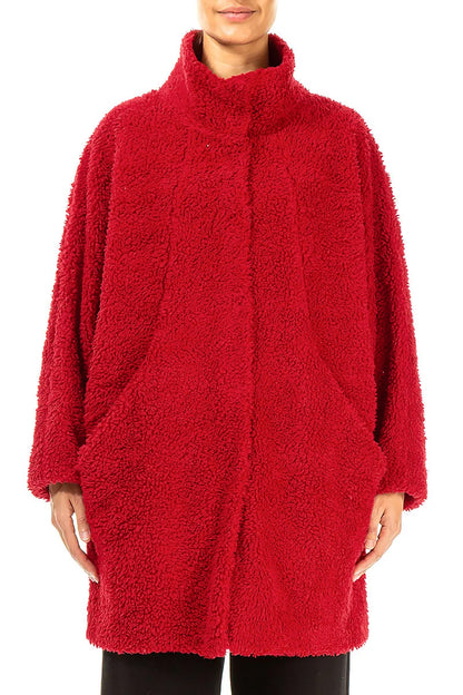Cherry Red Teddy Cotton Coat 1