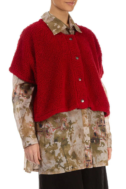 Gilet en coton Teddy rouge cerise