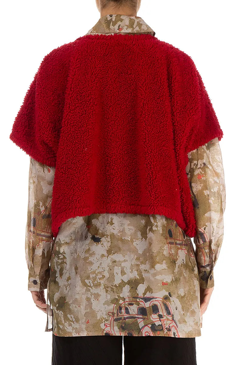 Gilet en coton Teddy rouge cerise