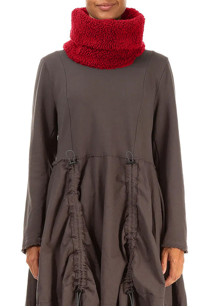 Écharpe infinie en coton Teddy rouge cerise