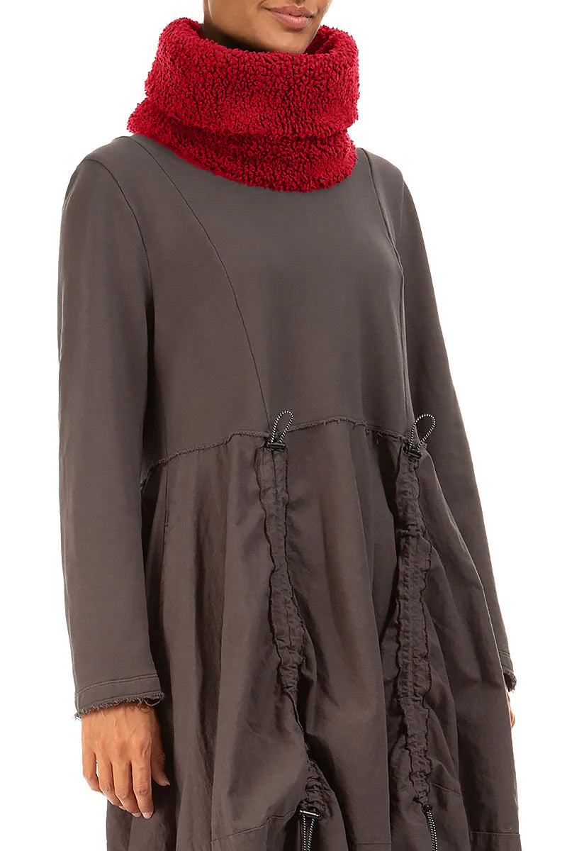 Écharpe infinie en coton Teddy rouge cerise