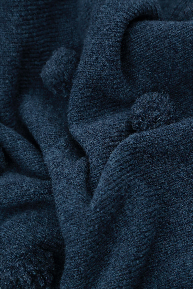 Christmas Pom-Pom Blue Wool Sweater 5