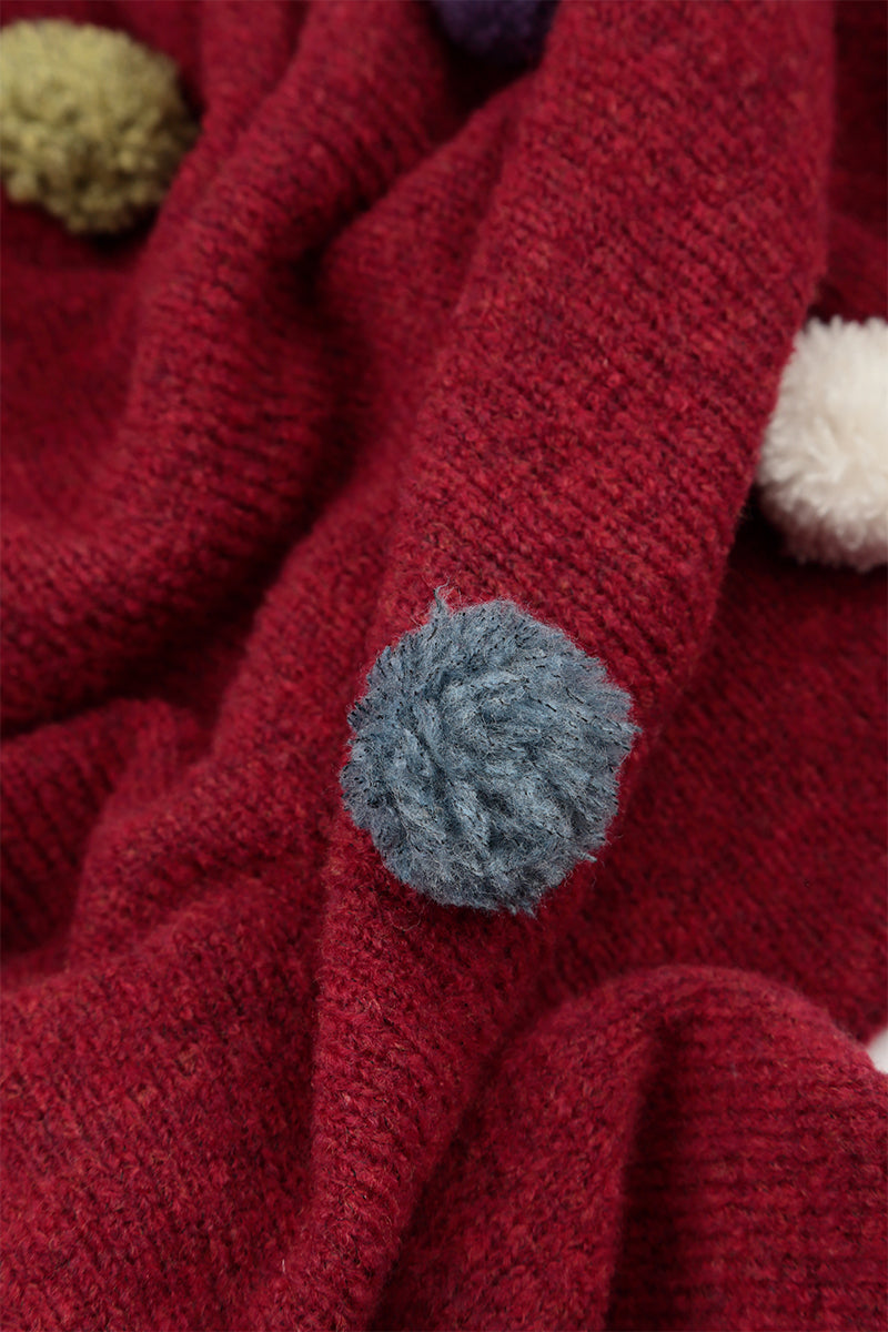 Christmas Pom-Pom Red Wool Sweater 5