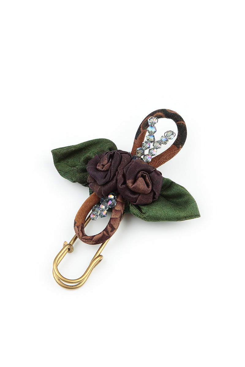 Cinnamon Rose Silk Brooch 1
