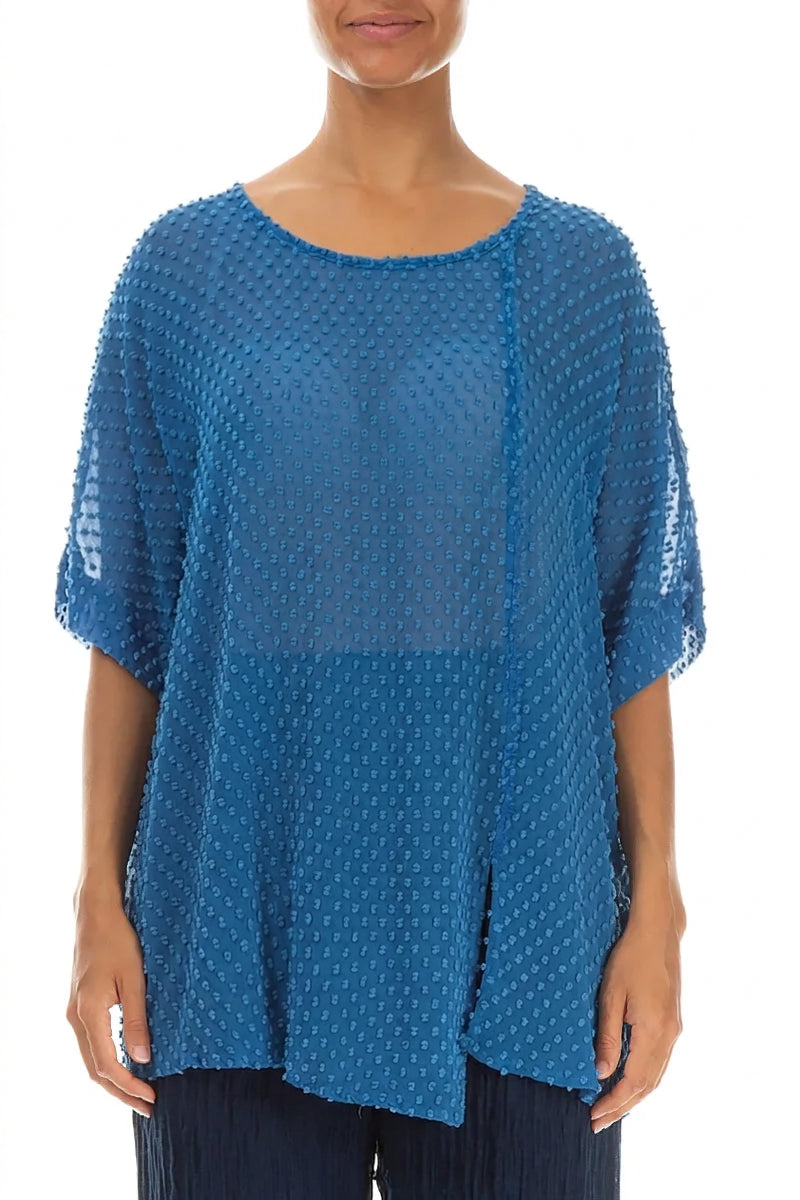 Cobalt Blue Dotty Silk Blouse 1
