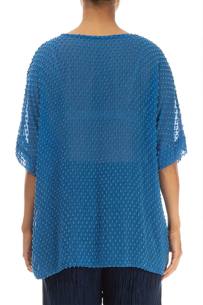 Cobalt Blue Dotty Silk Blouse 2