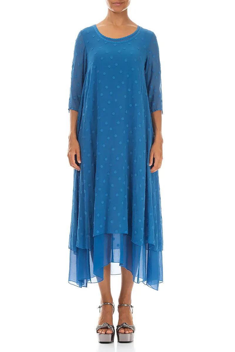 Cobalt Blue Dotty Silk Dress 1
