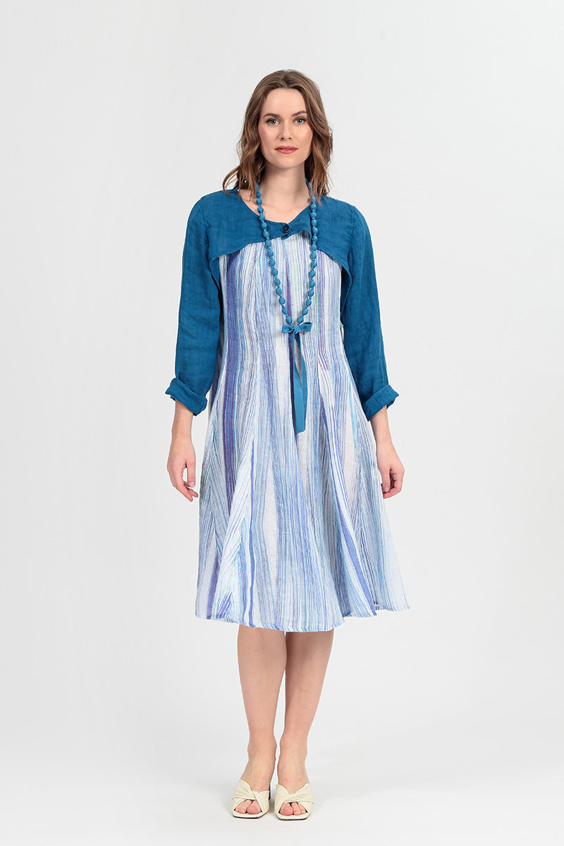 Cobalt Blue Gauze Linen Overlay Jacket