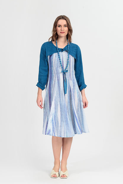Cobalt Blue Gauze Linen Overlay Jacket