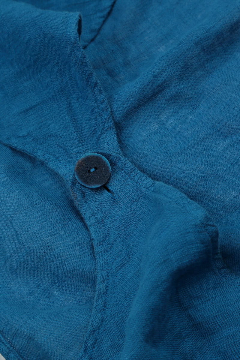 Cobalt Blue Gauze Linen Overlay Jacket