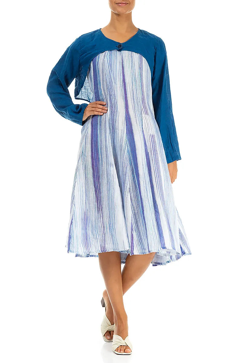 Cobalt Blue Gauze Linen Overlay Jacket