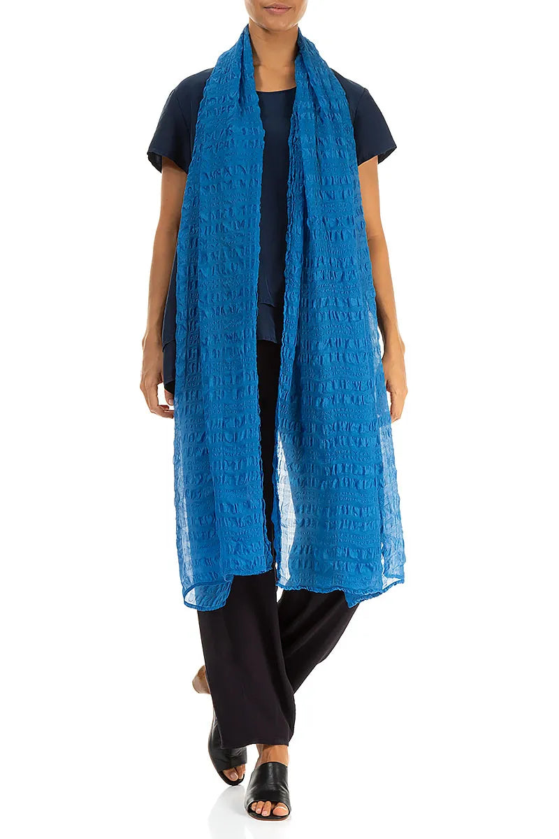 Cobalt Blue Light Silk Scarf 2