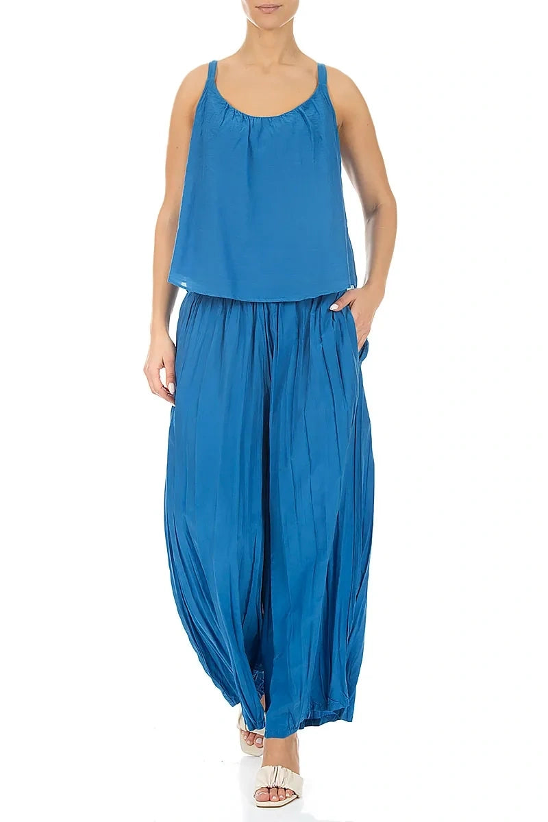 Cobalt Blue Silk Cotton Camisole Top 4