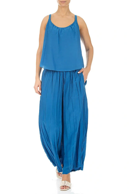 Cobalt Blue Silk Cotton Camisole Top 4