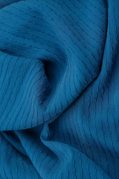 Cobalt Blue Stripy Silk Viscose Scarf 4