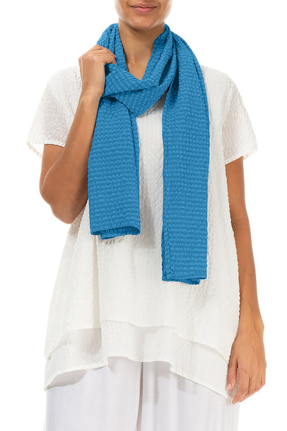 Cobalt Blue Textured Silk Scarf 3