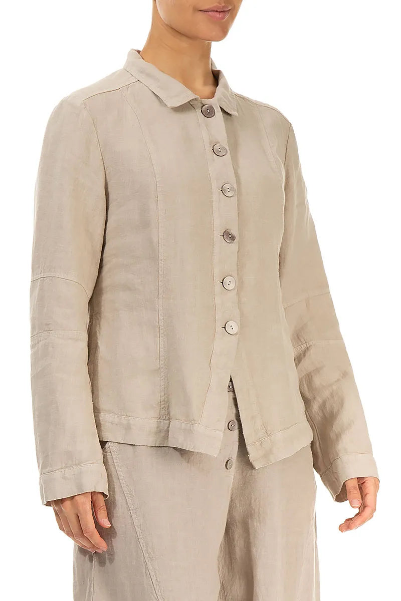 Collar Beige Linen Jacket 3