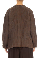 Collar Crinkled Aged Copper Silk Jacket 2