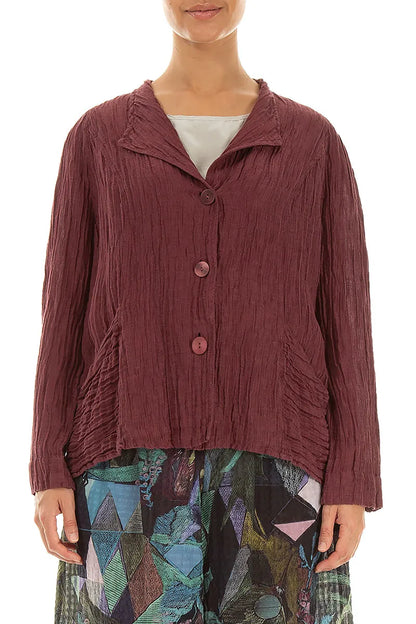 Collar Crinkled Antique Ruby Silk Jacket 1