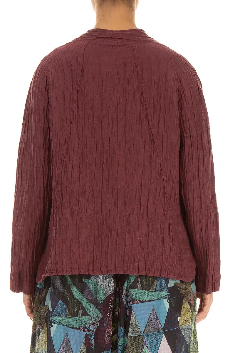 Collar Crinkled Antique Ruby Silk Jacket 2