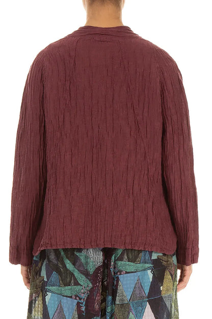 Collar Crinkled Antique Ruby Silk Jacket 2
