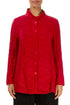Collar Crinkled Cherry Red Silk Linen Jacket 1