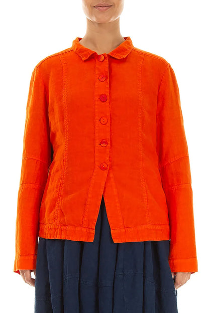 Veste en lin col orange flammé