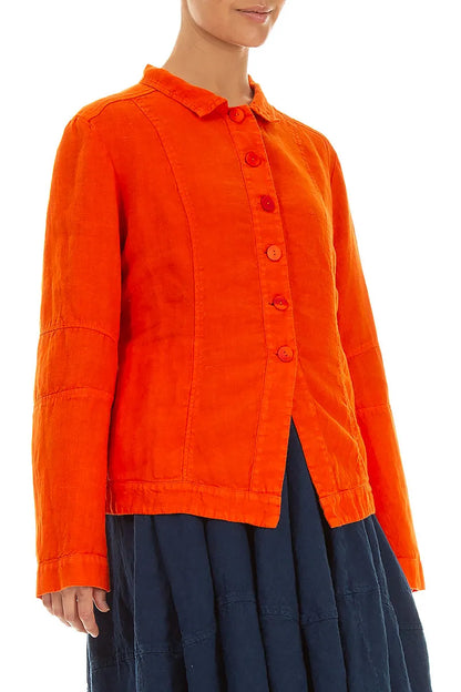 Veste en lin col orange flammé