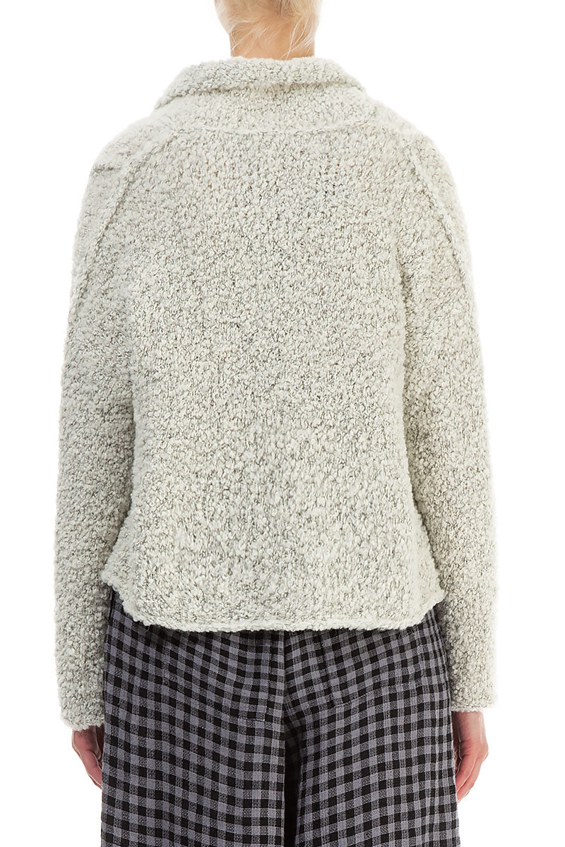 Collar Mélange Ivory Alpaca Wool Cardigan 2