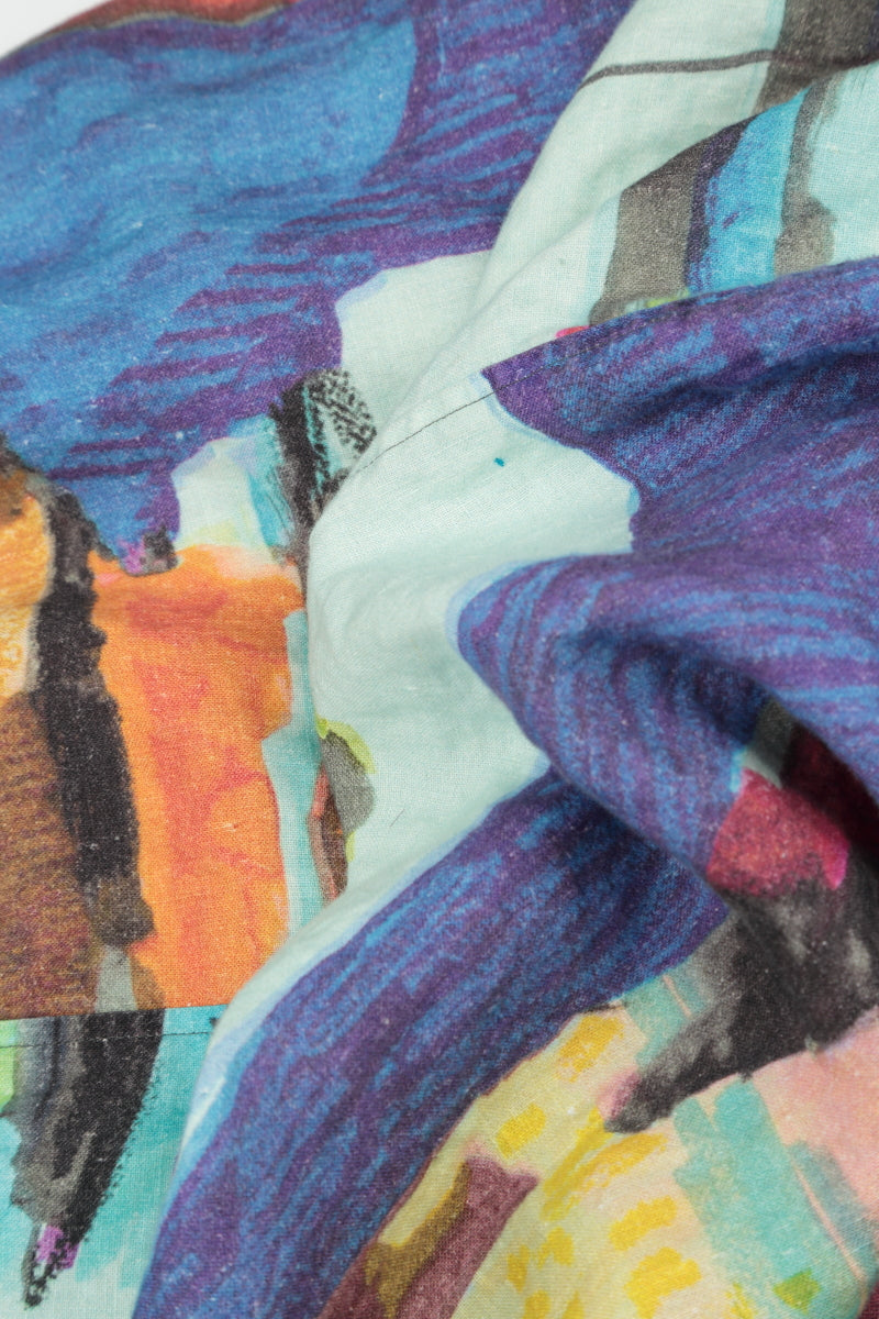 Collar Neck Abstract Linen Blouse 5