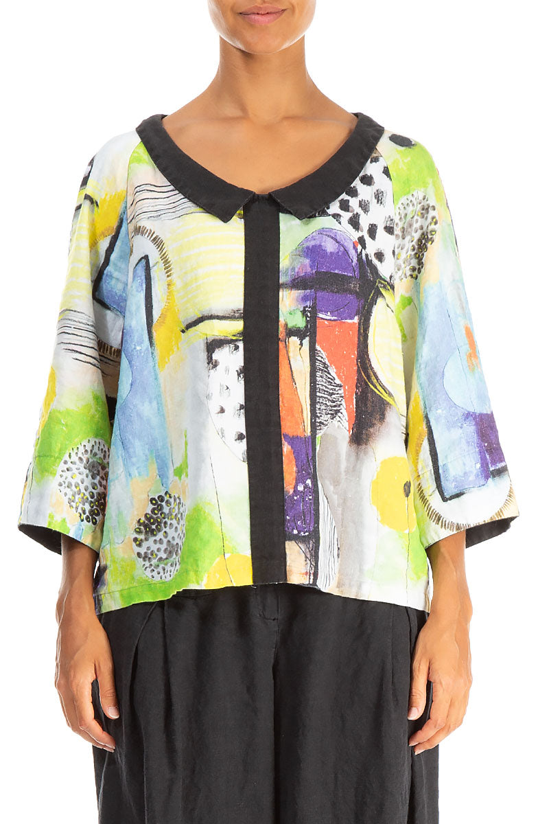 Collar Neck Artmaze Linen Blouse 1