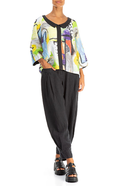 Collar Neck Artmaze Linen Blouse 4