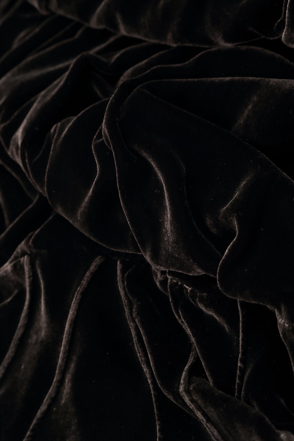 Collar Neck Forest Brown Silk Velvet Dress