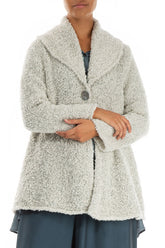Collar Neck Mélange Ivory Alpaca Wool Cardigan 3