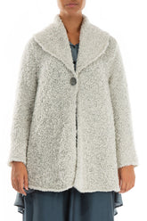 Collar Neck Mélange Ivory Alpaca Wool Cardigan 1
