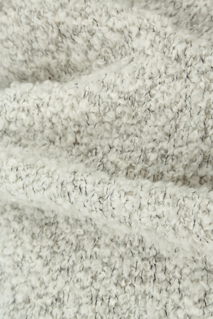 Collar Neck Mélange Ivory Alpaca Wool Cardigan 7
