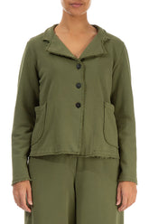 Collar Olive French Terry Cotton Jacket 1