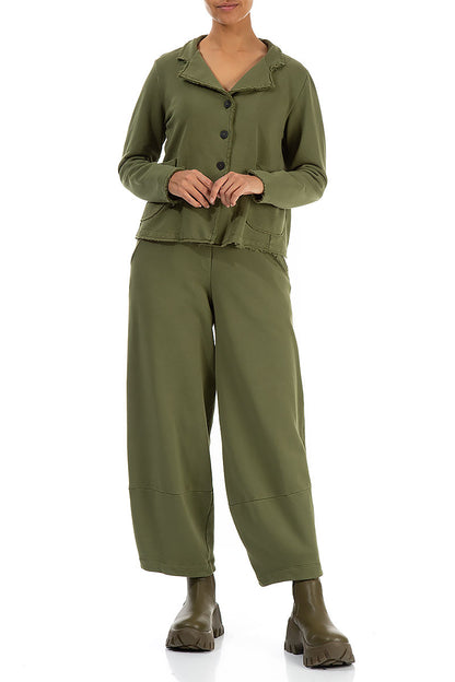 Collar Olive French Terry Cotton Jacket 4