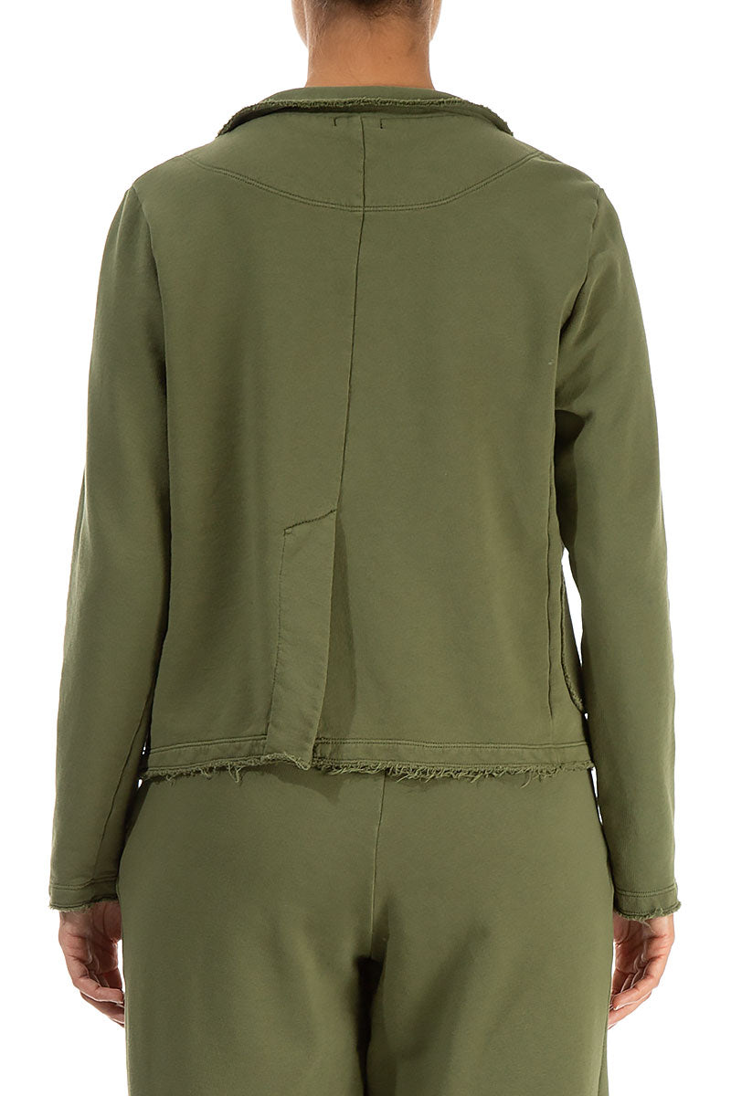 Collar Olive French Terry Cotton Jacket 2