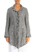 Collar Raw Edge Black & White Check Linen Jacket 1