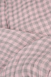 Collar Raw Edge Pink Check Linen Jacket 5