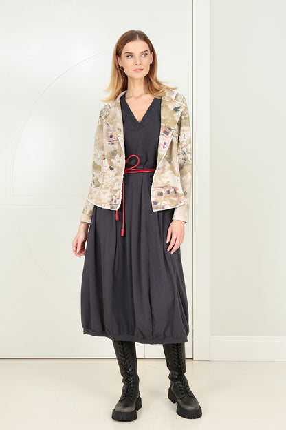 Veste en coton à col rétro