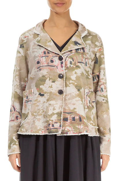 Veste en coton à col rétro