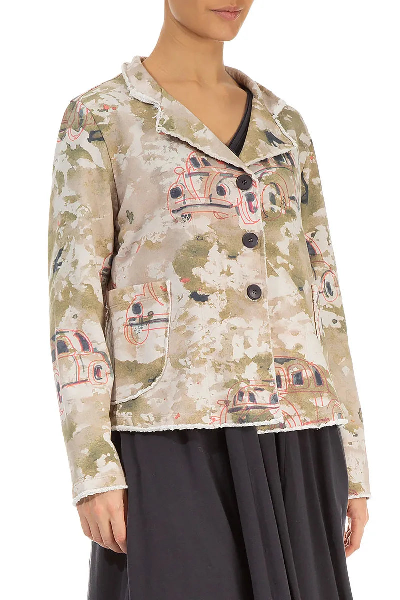 Veste en coton à col rétro