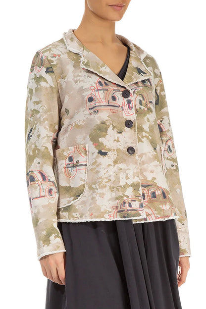Veste en coton à col rétro
