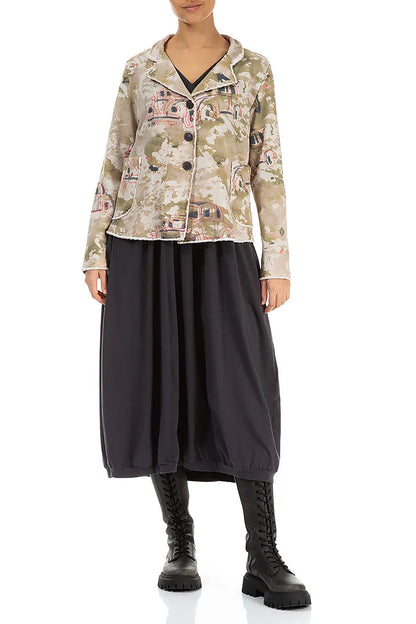 Veste en coton à col rétro