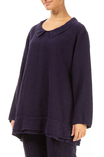 Collar Royal Purple Linen Tunic