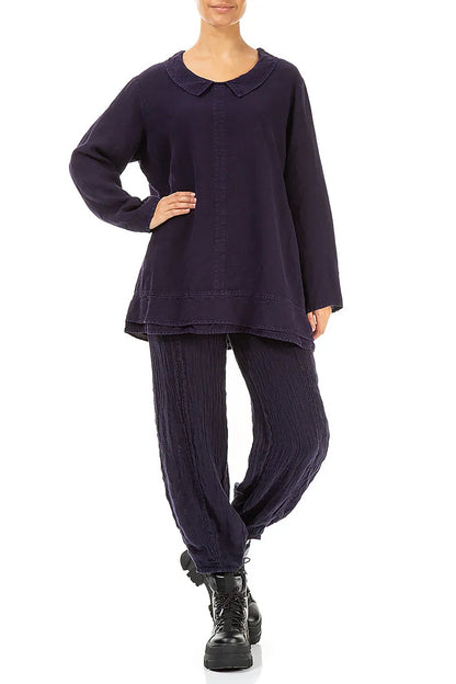 Collar Royal Purple Linen Tunic